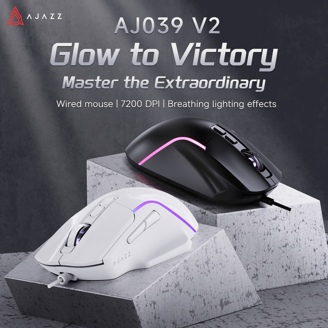 AJAZZ AJ039 V2 Wired Gaming Mouse 7200 DPI RGB Backlit Ergonomic 7 Programmable Buttons USB Gamer Mouse for PC Laptop
