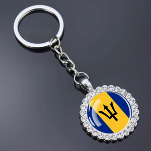 Vente en gros de porte-clés personnalisés de Sierra Leone, à une face, avec motifs de l'emblème national de divers pays, incrustés de strass - Product Image 5