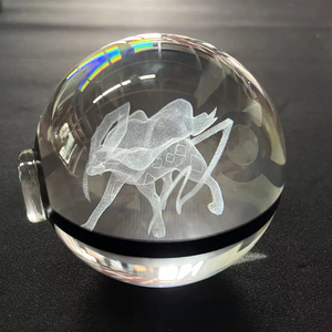 Boule de cristal Suicune, Pokéball en cristal, LED 3D, 80 mm, grande peinture gravée au laser, cadeau d'affaires, décoration de la maison - Product Image 1
