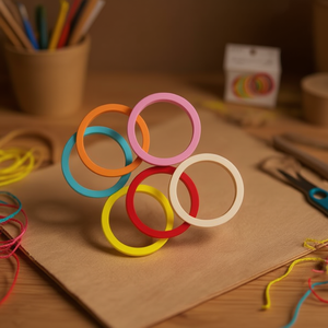 Cerchi in Legno Rotondi Cavi Ilan, Diametro 4,5 Cm, 10 Pezzi, Base Multicolore per Artigianato - Product Image 3