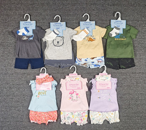 <span class=keywords><strong>Abbigliamento</strong></span> per Bambini Tedmimak 6-12 <span class=keywords><strong>Mesi</strong></span>, Set <span class=keywords><strong>3</strong></span> Pezzi Personalizzato per Neonato, T-Shirt in Cotone con Fascia Floreale, Stile Estivo - Product Image 6