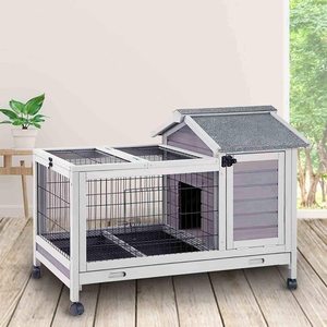 Deluxe büyük ahşap tavşan tavşan yetiştiriciliği kulübe tavuk kümesi w/açık çalışma hayvan kafesi - Product Image 1