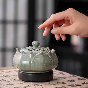 Brûleur électronique en céramique à température réglable, four domestique <span class=keywords><strong>pour</strong></span> huiles essentielles, diffuseur d'arômes, encens japonais, écologique - Product Image 4