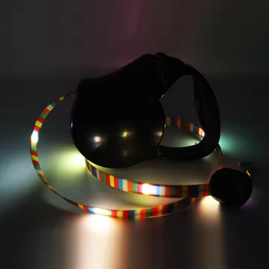도매 공장 직접 LED 개폐식 개 가죽 끈 USB 충전 빛나는 개 목걸이 부드러운 조명 뜨거운 판매 개 제품 - Product Image 2