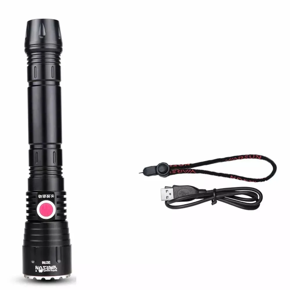 XHP50 Long Shot Zoomable Flashlight 26650 Rechargeable lithium battery 5Modes USB waterproof Flashlight for outdoor