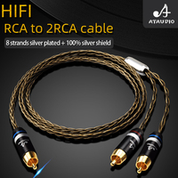 Câble audio HIFI plaqué argent RCA vers 2RCA mâle-mâle pour téléphone, haut-parleur, ordinateur, projecteur, microphone, moniteur