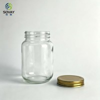 Pot de conservation en verre arrondi à corps large de 500 ml, pot en verre transparent à bouche vissée pour la cuisine, l'alimentation et l'emballage commercial