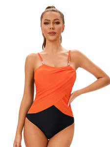 Maillot de bain de fitness respirant et écologique pour femmes européennes et américaines Motif solide imprimé avec découpes dans le dos Taille Plus - Product Image 2