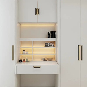Walk-in Closet Bedroom Modern Luxury Custom Glass Door White Furniture Chandelier Island Organizer <strong>Set</strong> - Product Image 5