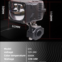 Sanvi S15 Mini Phare Moto à Double Faisceau Direct en Verre Hyperboloïde Bleu 58W 6000K Étanche IP68 24V