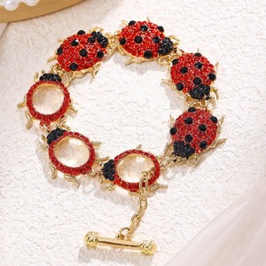 Nuovo <span class=keywords><strong>Bracciale</strong></span> in Metallo con Strass a Forma di <span class=keywords><strong>Coccinella</strong></span> per Donne, Gioiello Chunky Primaverile ed Estivo - Product Image 1
