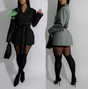 Nuova Collezione <span class=keywords><strong>Blazer</strong></span> da <span class=keywords><strong>Donna</strong></span> con Vita Stretta, Maniche Lunghe, Colletto a Risvolto, Patchwork e Bottoni - Product Image 1