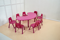 Table en plastique demi-lune pour enfants, table d'activités pour la maternelle, tables et chaises réglables pour enfants pour l'éducation préscolaire