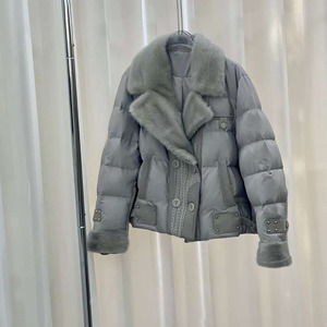 OFTBUY 2023 Chaqueta de plumón de <span class=keywords><strong>ganso</strong></span> de gama alta para <span class=keywords><strong>mujer</strong></span> Chaqueta de invierno cálida corta de piel de visón real de alta calidad - Product Image 6