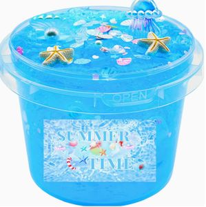 Slime bleu d'été avec décorations sur le thème de la mer dans un récipient transparent pour enfants de 8 à 13 ans, jouet unisexe - Product Image 6