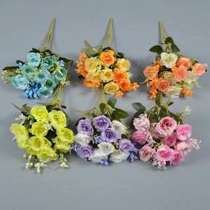 Chất Lượng Cao Trang Trí Đám Cưới Nhân Tạo Hoa Lụa Mô Phỏng Hoa 10 Hạnh Phúc Bó Hoa Hồng Đỏ - Product Image 1