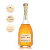 Op maat gemaakte glazen fruitwijnfles van 100ml en 500ml met kurkverzegeling, OEM-logo, lege fles voor pruimenwijnbereiding