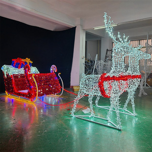Grande luge de Noël 3D extérieure <span class=keywords><strong>avec</strong></span> <span class=keywords><strong>rennes</strong></span> et lumières LED pour la décoration de rue, éclairage de Noël - Product Image 1