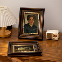 Marco de Fotos de Resina Hecho a Mano Estilo Americano Vintage, de 6 Pulgadas para Colgar en la Pared o de Sobremesa, Marco para Fotos de 8 Pulgadas, Montaje en Blanco, Negro