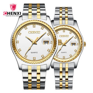 CHENXI Vigilanza di Marca Nuovi Uomini di Modo Delle Donne di Oro Da Polso Al Quarzo In Acciaio Orologio Impermeabile Coppie Calendario Orologi <span class=keywords><strong>Marito</strong></span> Moglie Regalo - Product Image 6