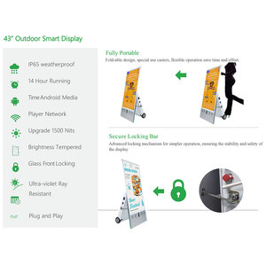 Veto ngoài trời 32 43 55 inch Áp phích kỹ thuật số không thấm nước IP65 độ sáng cao pin <span class=keywords><strong>Powered</strong></span> sạc xách tay kỹ thuật số biển - Product Image 4