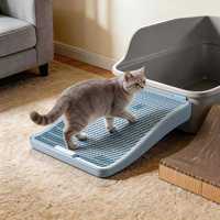 Plateforme de nettoyage des pattes pour chat à double couche, réglable, à bords hauts, pour attraper et contenir la litière - Vente chaude