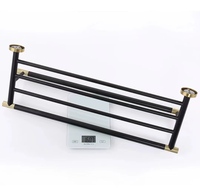 Ensemble de salle de bain mural moderne en acier inoxydable 304, noir et or, style luxe léger, avec porte-serviettes et étagère de rangement