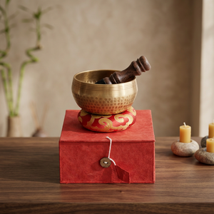 Best Selling Engraved Tibetan Brass Singing Bowl Hand Hammered Eco-Friendly for Yoga <b>Meditation</b> Striker <b>Cushion</b> Box Souvenirs - Product Image 3