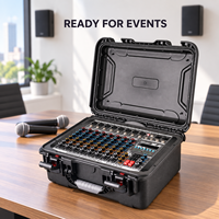 Console de mixage portable 8 canaux avec amplificateur intégré, effets numériques et étui de transport pour la musique live et les événements religieux