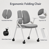 Chaise de bureau ergonomique pliable avec coussin en tissu maillé, chaise de bureau pliable avec roulettes pour l'école, l'hôpital, design moderne