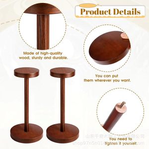 Wooden <b>Hat</b> Display <b>Stand</b> Round Base Desktop Wig Holder Jewelry Rack For Clothing Showroom Use - Product Image 4