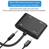 Konverter VGA ke HDMI dengan Audio Micro Power, Adaptor VGA Male ke HDMI Female untuk HDTV, Proyektor, Monitor, Laptop