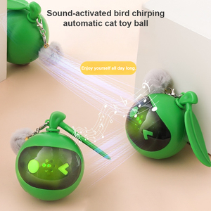 Hot Sale Cute <b>Smart</b> Interactive Automatic Rolling Ball Fluffy Tail Toy Birdsong Touch Activated Squeak for Kittens - Product Image 2