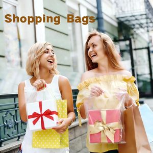 Clear <b>Plastic</b> Gift <b>Bags</b> With Handles 9x12 Inches 100 Pack For Shopping And Merchandise <b>Storage</b> - Product Image 5