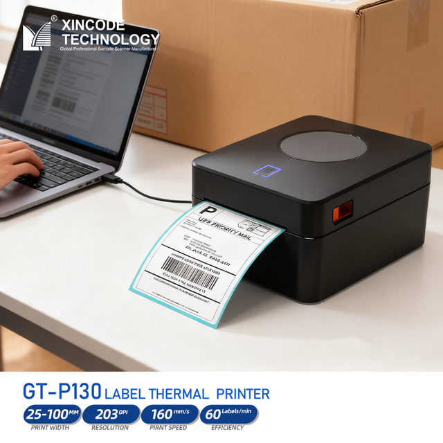 Xincode Desktop Thermal Label Printer 4x6 100mm Wireless Direct Thermal Sticker Printer 203DPI USB BT for Packages Sample Labels