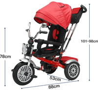 Nouveau Tricycle Bébé en Plastique 2025 avec Capote et Poignée Parentale Pliable, Vélo Enfant 3 Roues, Poussette Tout-Terrain pour Tout-Petits BAB WAY