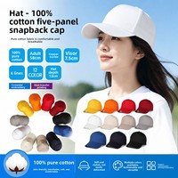 Casquette de baseball unie personnalisée 100 % coton pour adulte, casquette de travail à cinq panneaux, couleur unie, boucle métallique, impression de logo, toutes saisons