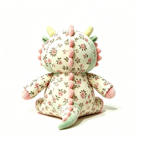 Peluche de dragon à imprimé floral personnalisé, dragon bébé fleuri style cottagecore, dragon fantaisie floral pastel
