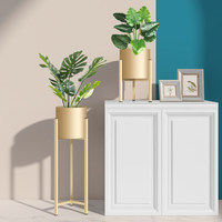 Macetas Circulares de Metal de Lujo, Estilo Nórdico Moderno, para Interiores, Soporte para Plantas, Macetas para Flores, para Sala de Estar, Balcón, Decoración Verde
