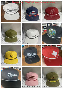 快干尼龙无结构5面板256平檐棒球帽刺绣空白快照爸爸带绳帽子 - Product Image 6