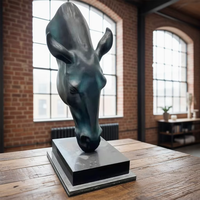 Statue de tête de cheval en résine antique sur mesure, style Feng Shui, taille réelle, sculpture d'animal en fibre de verre, art pour la décoration de la maison