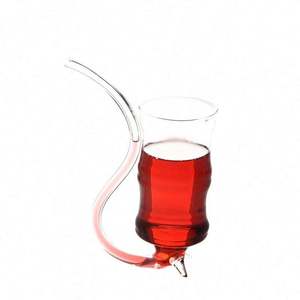 Prix d'usine Verre à vin rouge en verre borosilicate transparent de haute qualité avec paille, design original, 501-600ml, pour les fêtes - Product Image 2