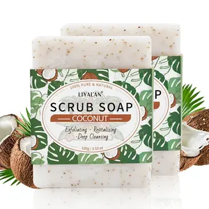 Wholesale Face Body Deep Cleansing Smooth Skin Rejuvenation Exfoliating Natural Coconut Handmade Soap Bar