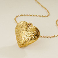 Collier Pendentif en Acier Inoxydable Plaqué Or 18K, Motif Rétro Européen Créatif, Cœur Pêche, Cadre Photo Amour, Cadeau Unisexe DIY