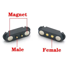 Spring-Loaded Magnetic Pogo Pin Connector 2 Pole Pitch 2.8 MM Male Female 2A DC Power Charge Probe Connectors