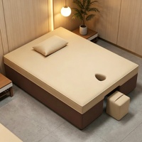 Table de massage thaïlandaise et table de tuina en bois massif moderne pour salon de beauté et spa, avec repose-tête souple et fonctionnalités personnalisables