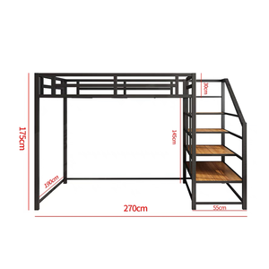 เตียงลอฟท์โลหะแข็งแรงขนาดควีนไซส์พร้อมบันไดในตัวดีไซน์ทันสมัยสำหรับหอพักโรงเรียนห้องนอนโรงแรม - Product Image 5