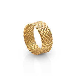 Chris April Vorrätig PVD 18K Vergoldeter Personalisierter Breiter Geflochtener Herrenring aus 316L Edelstahl - Product Image 3