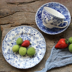 JBS Series Under-glazed Kitchen Accessories Dinner Plates <b>Box</b> Vintage Picture Dishes Ceramic Round Nordic Blue and White <b>Brown</b> - Product Image 2
