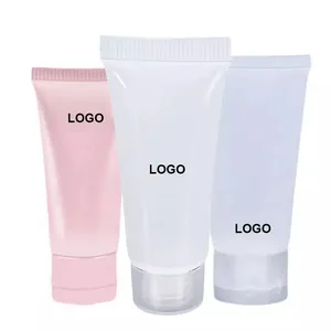 Venta al por mayor de etiqueta privada OEM 100mL ámbar esmerilado claro cosmético embalaje tubo de plástico exprimible, tubo de limpieza facial, tubo suave